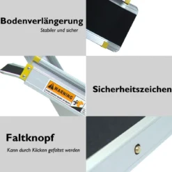 2 x Rollstuhlrampe bis 270 kg 91,5-152,5cm Teleskoprampe mit Antirutsch Belag Laderampe Rampe Alu
