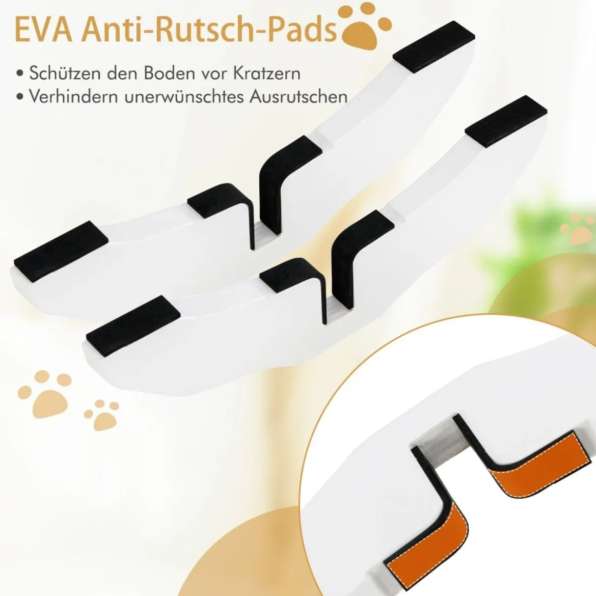 2 x Stützfüße aus Kieferholz für Hunde Absperrgitter 2 cm Gitterfüße für Schutzgitte Weiß