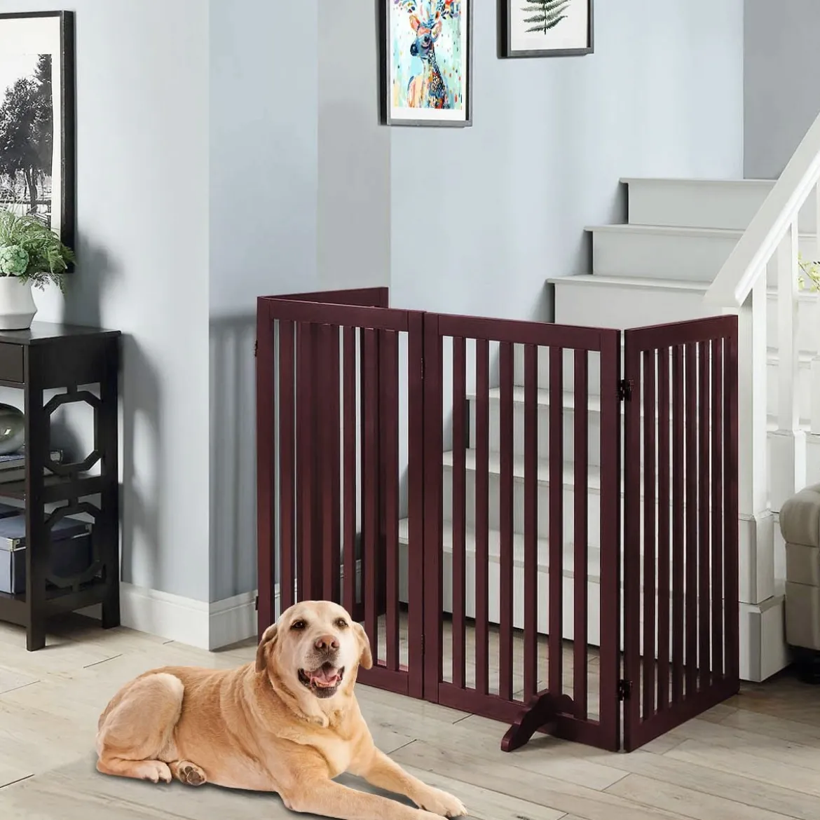 2 x Stützfüße Kieferholz für Hunde Absperrgitter 2 cm Gitterfüße für Schutzgitte Braun