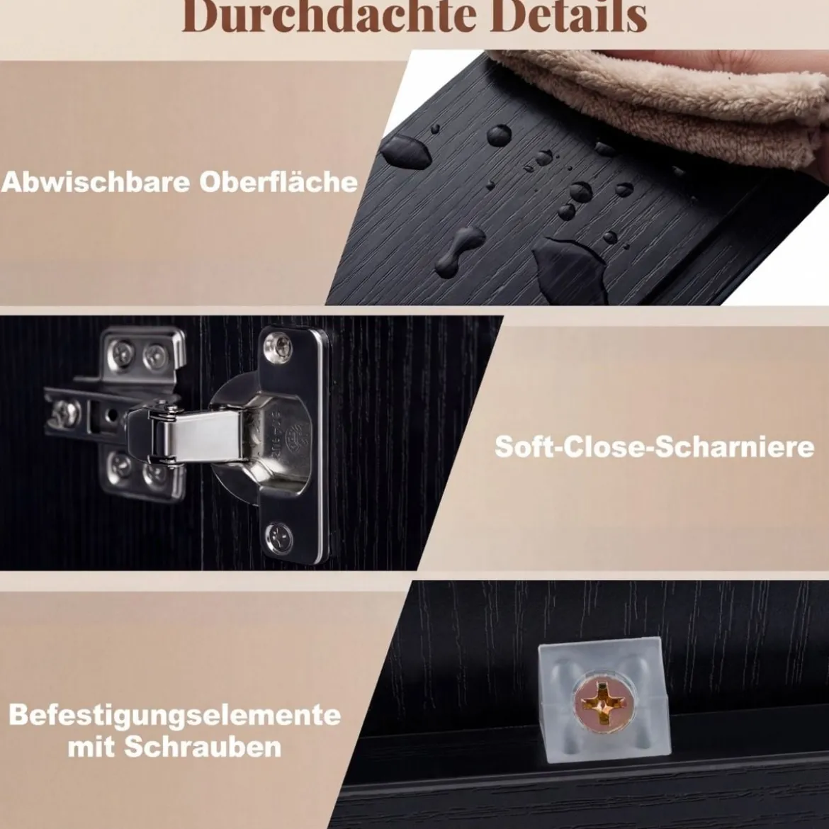62 X 11 X 65 Cm Badezimmerschrank Mit Spiegeltüren Ablage Hängeschrank Badmöbel Holz Für Bad Rustikales Braun/Weiß/Schwarz