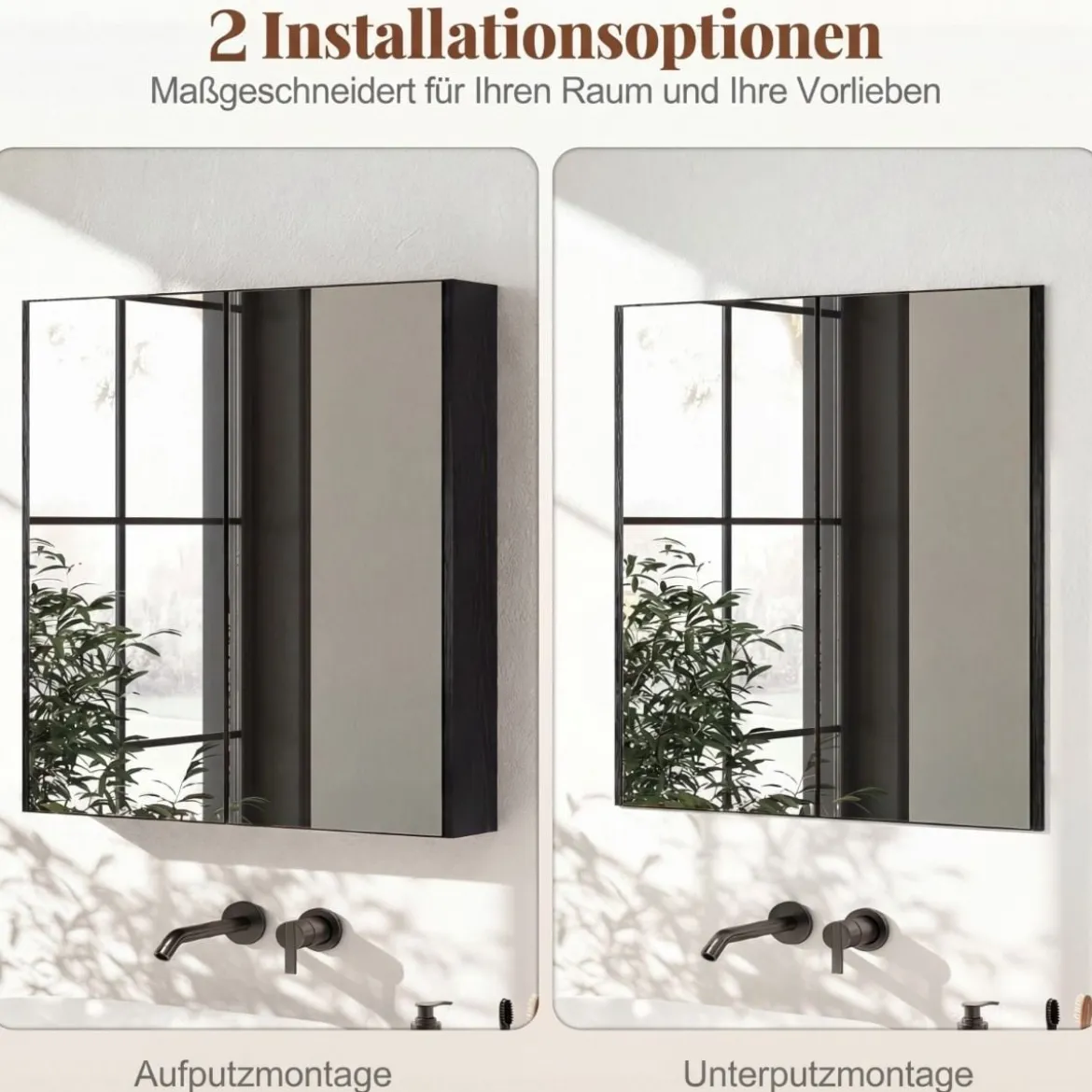 62 X 11 X 65 Cm Badezimmerschrank Mit Spiegeltüren Ablage Hängeschrank Badmöbel Holz Für Bad Rustikales Braun/Weiß/Schwarz