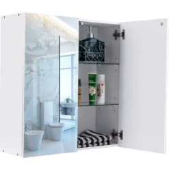 60 x 22 x 64 cm Badezimmerschrank Wandhängeschrank Spiegelschrank