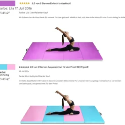 240 x 116 x 5 cm faltbare Gymnastikmatte Sportmatte Fitnessmatte Turnmatte Lila