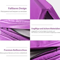 240 x 116 x 5 cm faltbare Gymnastikmatte Sportmatte Fitnessmatte Turnmatte Lila