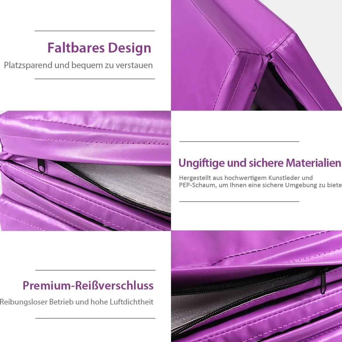 240 x 116 x 5 cm faltbare Gymnastikmatte Sportmatte Fitnessmatte Turnmatte Lila