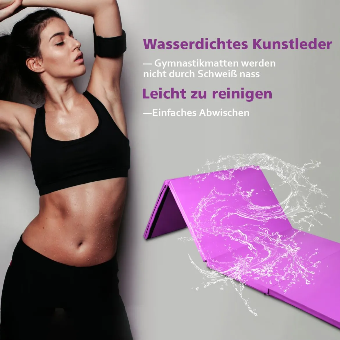 240 x 116 x 5 cm faltbare Gymnastikmatte Sportmatte Fitnessmatte Turnmatte Lila