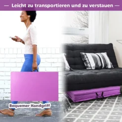 240 x 116 x 5 cm faltbare Gymnastikmatte Sportmatte Fitnessmatte Turnmatte Lila