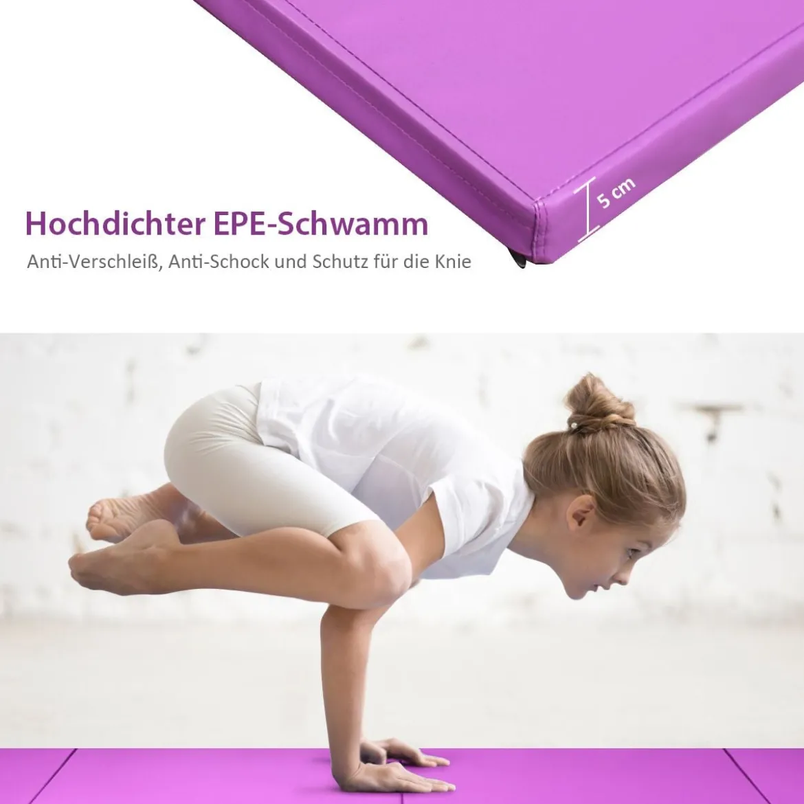 240 x 116 x 5 cm faltbare Gymnastikmatte Sportmatte Fitnessmatte Turnmatte Lila