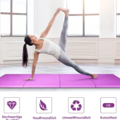 240 x 116 x 5 cm faltbare Gymnastikmatte Sportmatte Fitnessmatte Turnmatte Lila