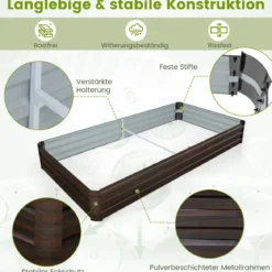 240 x 120 x 30 cm Metall Hochbeet mit Verstärkter Halterung & Offener Basis Kräuterbeet