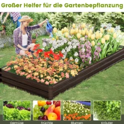 240 x 120 x 30 cm Metall Hochbeet mit Verstärkter Halterung & Offener Basis Kräuterbeet