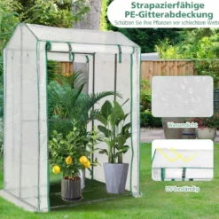 100 x 81 x 150 cm Outdoor-Gewächshaus Gartengewächshaus mit 2 Aufrollbaren Türen