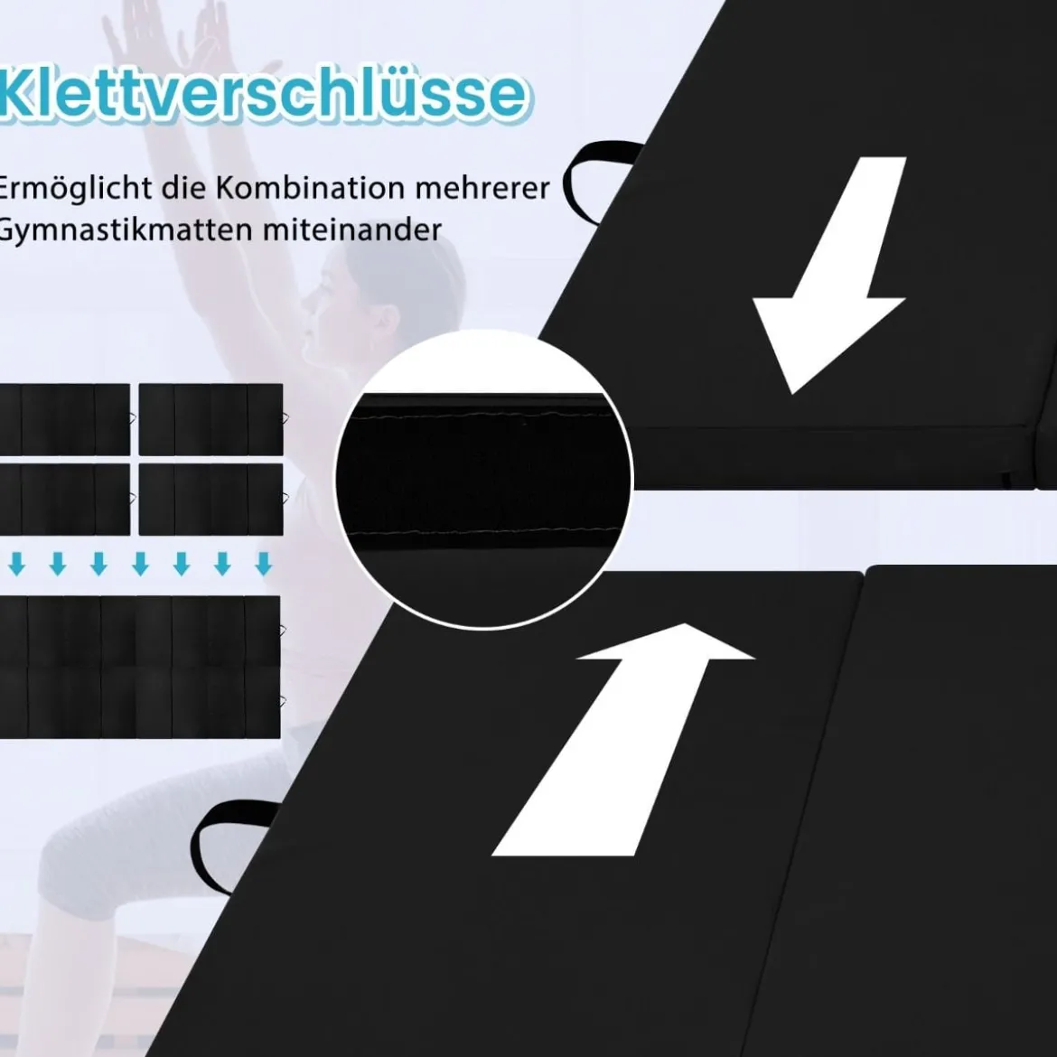 240 x 120 x 5 cm Weichbodenmatte Gymnastikmatte klappbar Yogamatte mit Klettverschluss und 2 Tragegriffe