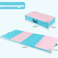 240 x 120 x 5 cm Weichbodenmatte Gymnastikmatte klappbar Yogamatte mit Klettverschluss und 2 Tragegriffe