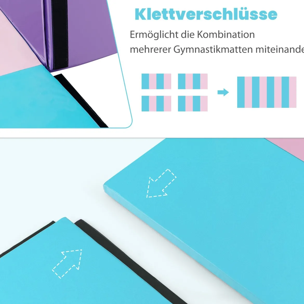 240 x 120 x 5 cm Weichbodenmatte Gymnastikmatte klappbar Yogamatte mit Klettverschluss und 2 Tragegriffe
