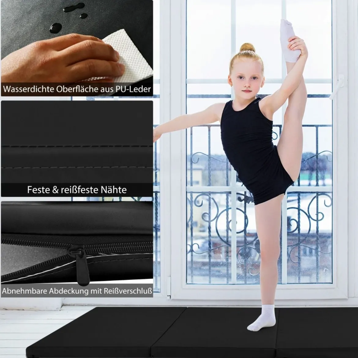 240 x 120 x 5 cm Weichbodenmatte Gymnastikmatte klappbar Yogamatte mit Klettverschluss und 2 Tragegriffe