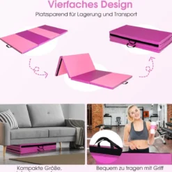240 x 120 x 5 cm Weichbodenmatte Gymnastikmatte klappbar Yogamatte mit Klettverschluss und 2 Tragegriffe