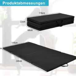 240 x 120 x 5 cm Weichbodenmatte Gymnastikmatte klappbar Yogamatte mit Klettverschluss und 2 Tragegriffe
