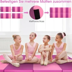 240 x 120 x 5 cm Weichbodenmatte Gymnastikmatte klappbar Yogamatte mit Klettverschluss und 2 Tragegriffe