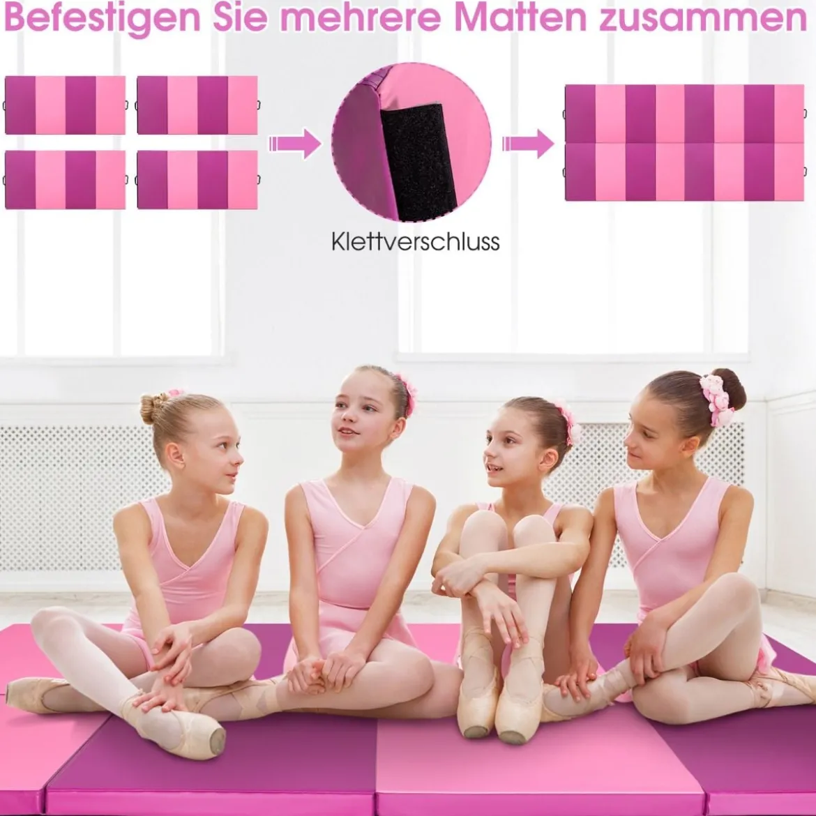 240 x 120 x 5 cm Weichbodenmatte Gymnastikmatte klappbar Yogamatte mit Klettverschluss und 2 Tragegriffe