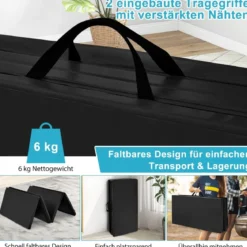 240 x 120 x 5 cm Weichbodenmatte Gymnastikmatte klappbar Yogamatte mit Klettverschluss und 2 Tragegriffe