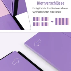 240 x 120 x 5 cm Weichbodenmatte Gymnastikmatte klappbar Yogamatte mit Klettverschluss und 2 Tragegriffe