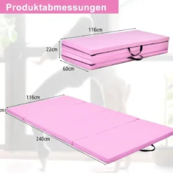 240 x 120 x 5 cm Weichbodenmatte Gymnastikmatte klappbar Yogamatte mit Klettverschluss und 2 Tragegriffe