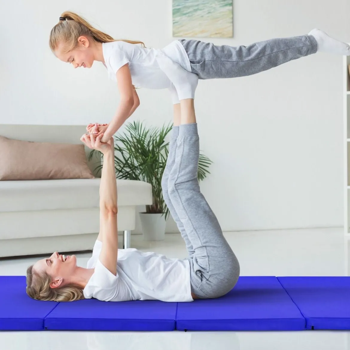 240 x 120 x 5 cm Weichbodenmatte Gymnastikmatte klappbar Yogamatte mit Klettverschluss und 2 Tragegriffe