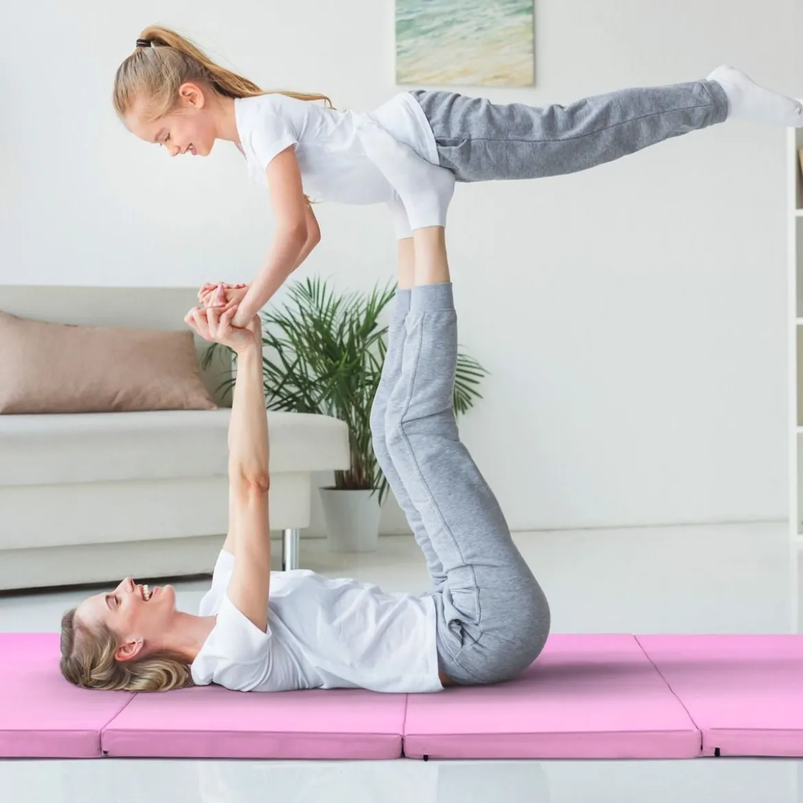 240 x 120 x 5 cm Weichbodenmatte Gymnastikmatte klappbar Yogamatte mit Klettverschluss und 2 Tragegriffe
