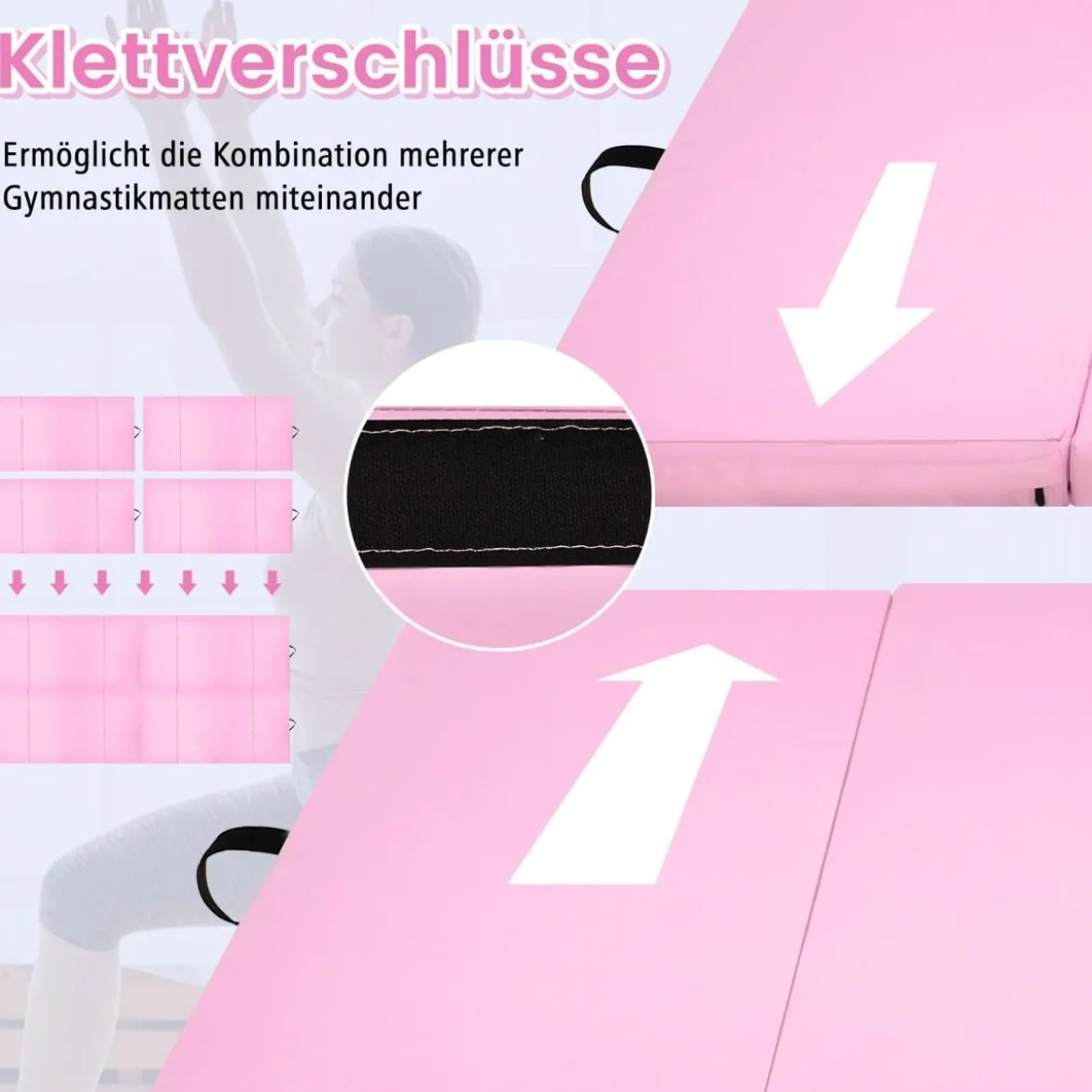 240 x 120 x 5 cm Weichbodenmatte Gymnastikmatte klappbar Yogamatte mit Klettverschluss und 2 Tragegriffe