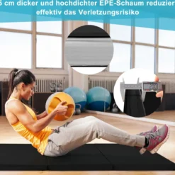 240 x 120 x 5 cm Weichbodenmatte Gymnastikmatte klappbar Yogamatte mit Klettverschluss und 2 Tragegriffe