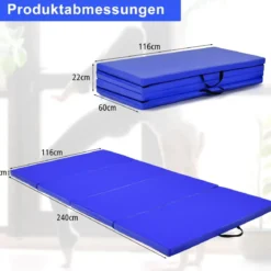 240 x 120 x 5 cm Weichbodenmatte Gymnastikmatte klappbar Yogamatte mit Klettverschluss und 2 Tragegriffe