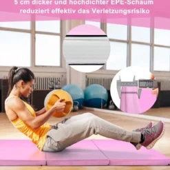 240 x 120 x 5 cm Weichbodenmatte Gymnastikmatte klappbar Yogamatte mit Klettverschluss und 2 Tragegriffe