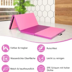 240 x 120 x 5 cm Weichbodenmatte Gymnastikmatte klappbar Yogamatte mit Klettverschluss und 2 Tragegriffe