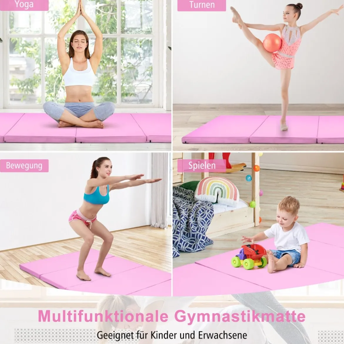 240 x 120 x 5 cm Weichbodenmatte Gymnastikmatte klappbar Yogamatte mit Klettverschluss und 2 Tragegriffe