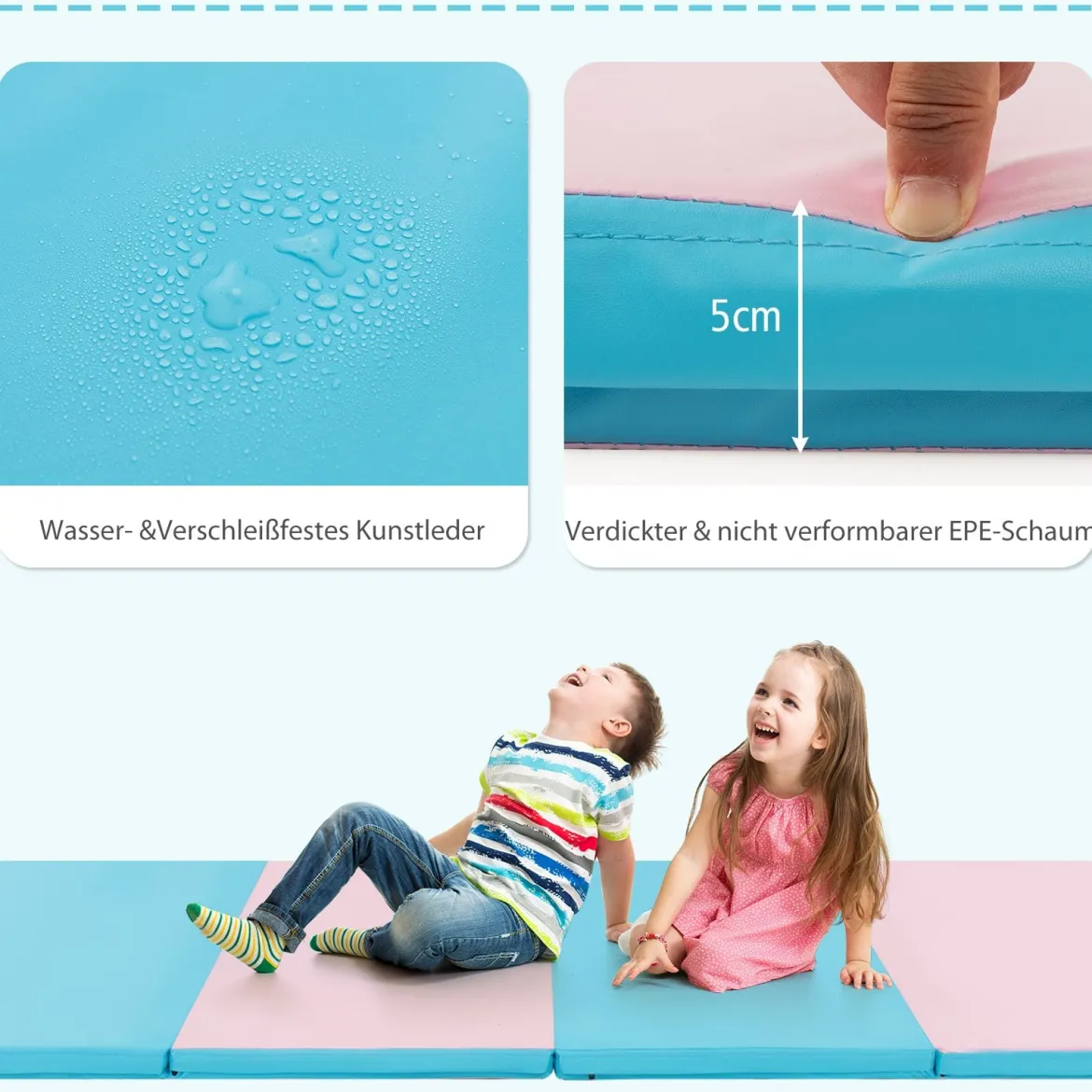 240 x 120 x 5 cm Weichbodenmatte Gymnastikmatte klappbar Yogamatte mit Klettverschluss und 2 Tragegriffe