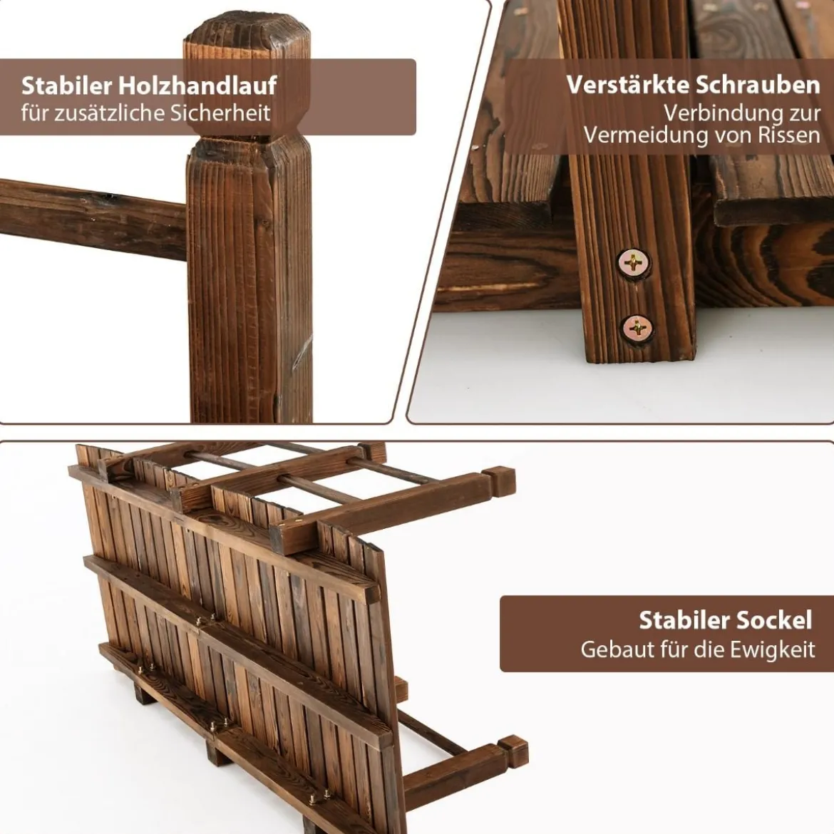 XXL Massive Holzbrücke Teichbrücke Garten Holzsteig 150cm