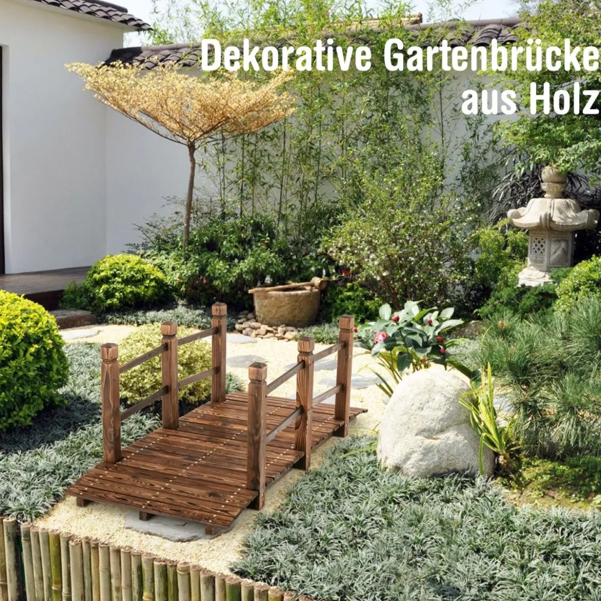 XXL Massive Holzbrücke Teichbrücke Garten Holzsteig 150cm