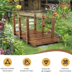 XXL Massive Holzbrücke Teichbrücke Garten Holzsteig 150cm