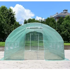 3 x 6 x 2 m Gewächshaus Pflanzenhaus Foliengewächshaus mit Stahlfundament
