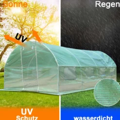 3 x 6 x 2 m Gewächshaus Pflanzenhaus Foliengewächshaus mit Stahlfundament
