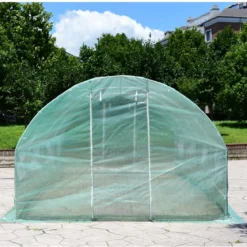 3 x 6 x 2 m Gewächshaus Pflanzenhaus Foliengewächshaus mit Stahlfundament