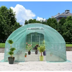 3 x 6 x 2 m Gewächshaus Pflanzenhaus Foliengewächshaus mit Stahlfundament