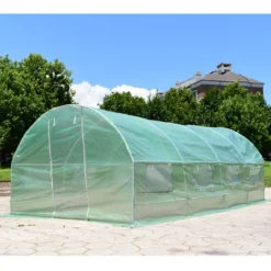 3 x 6 x 2 m Gewächshaus Pflanzenhaus Foliengewächshaus mit Stahlfundament