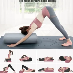 Yogakissen Schaumstoff Yogabolster mit Tragegriff Yoga Rolle mit abnehmbarem Wildlederbezug Grau