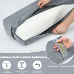 Yogakissen Schaumstoff Yogabolster mit Tragegriff Yoga Rolle mit abnehmbarem Wildlederbezug Grau