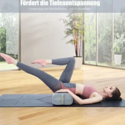 Yogakissen Schaumstoff Yogabolster mit Tragegriff Yoga Rolle mit abnehmbarem Wildlederbezug Grau
