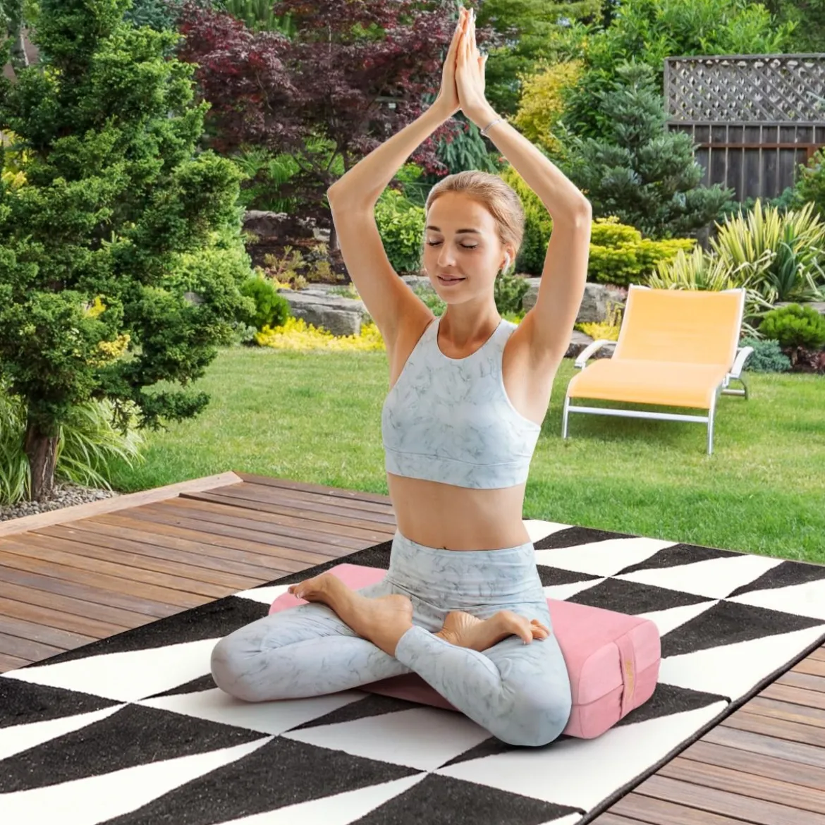 Yogakissen Schaumstoff Yogabolster mit Tragegriff Yoga Rolle mit abnehmbarem Wildlederbezug Rosa