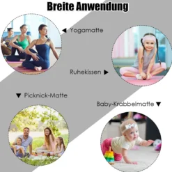Yogamatte mit doppelseitigem rutschfestem Design & 2 verstellbaren Klettbändern Schwarz