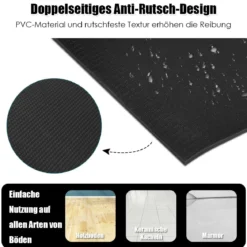Yogamatte mit doppelseitigem rutschfestem Design & 2 verstellbaren Klettbändern Schwarz